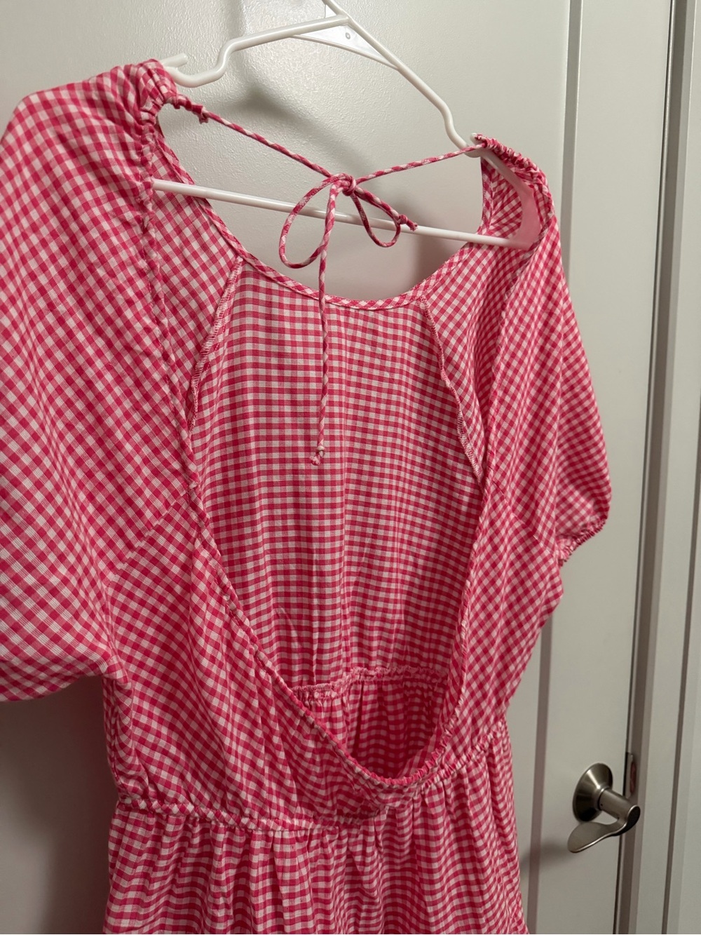 NA-KD Red & White Gingham Open Back Dress Size 36 - Picture 4 of 7